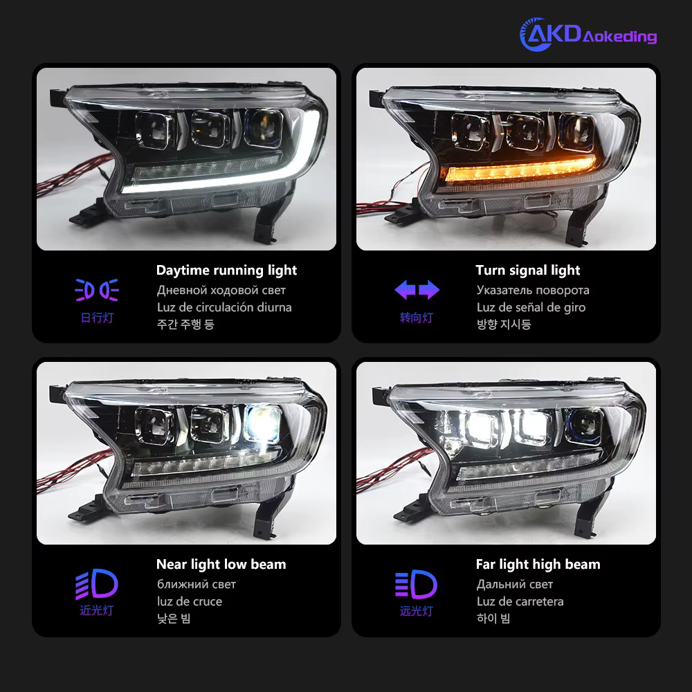 Feux de voiture pour Ford Ranger phare LED 2016 – 2021, lampe frontale Drl, lentille de projecteur, accessoires automobiles