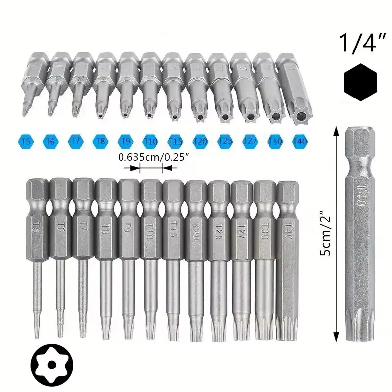 Jeu d'embouts de tournevis Torx 12 pièces