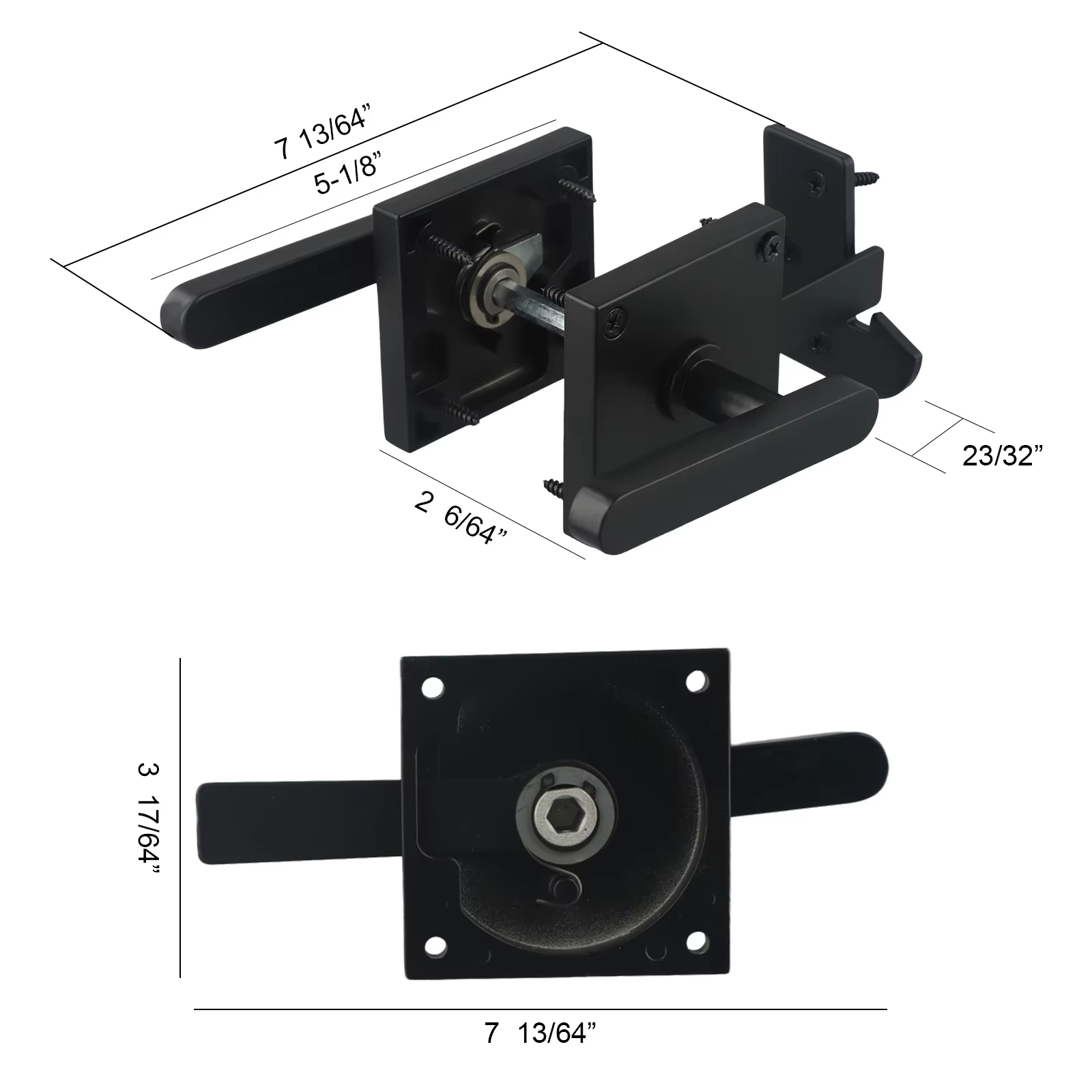 Loquet de porte de grange en aluminium double face conçu pour une fermeture sécurisée avec des poignées des deux côtés offrant une sécurité et une commodité