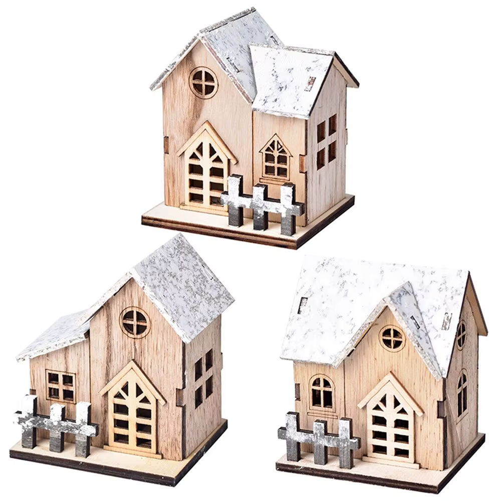 Bricolage cadeau de noël chalet lumière LED cabane cabine lumineuse décorations
