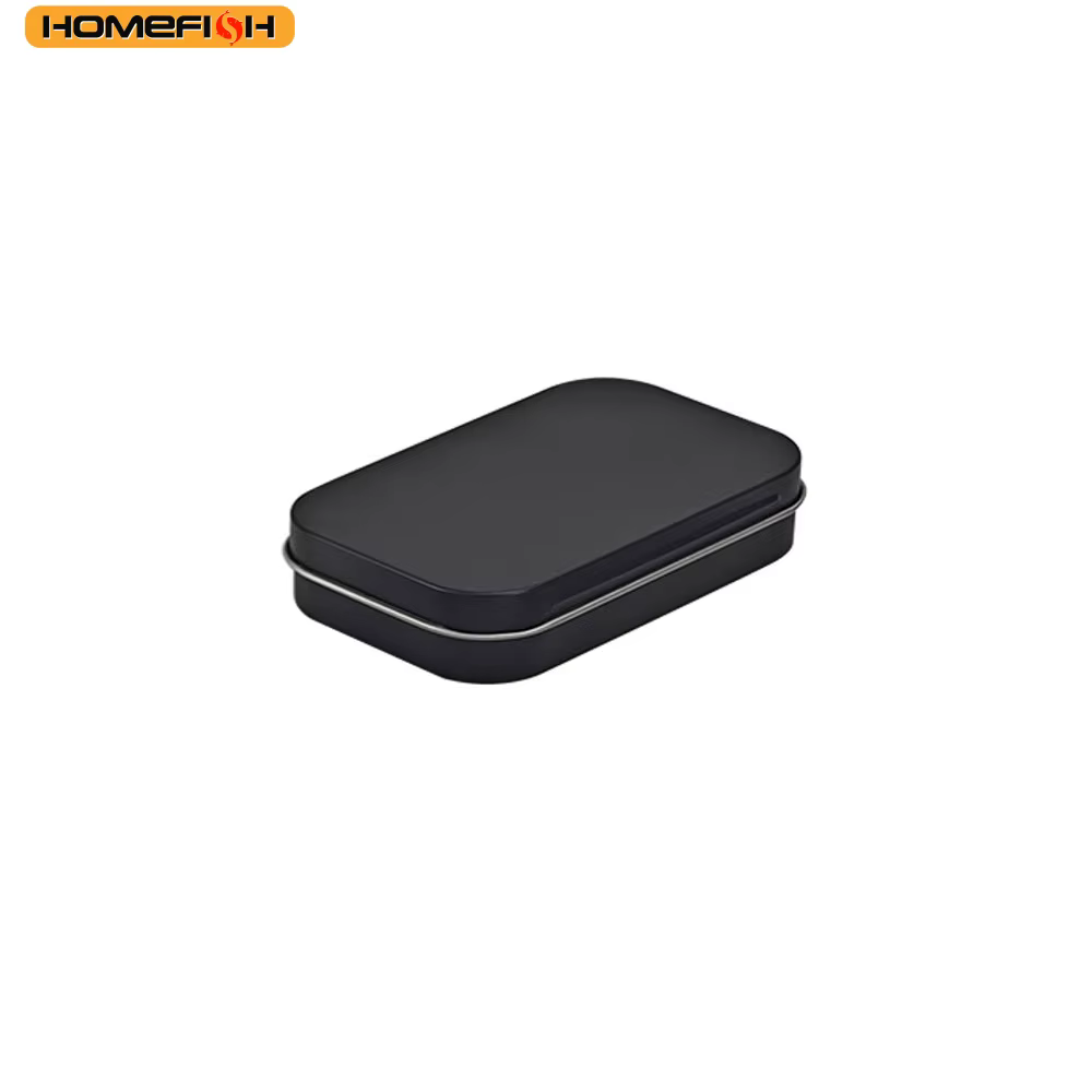 HOMEFISH Mini boîte rectangulaire vide en fer blanc avec couvercle à charnière