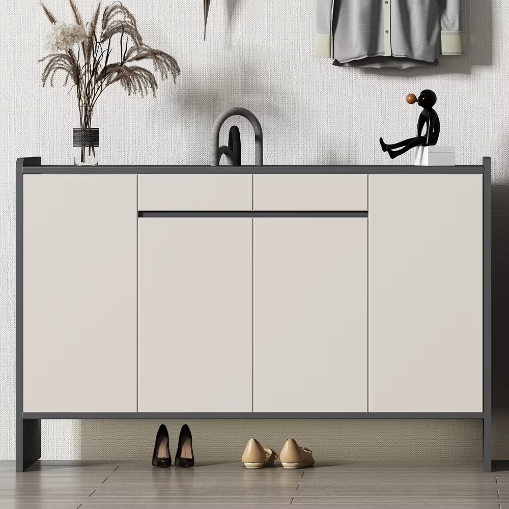 Meuble à chaussures en bois, grande capacité, armoire de rangement en bois, unité d'organisation personnalisable de luxe en MDF, contreplaqué et panneaux de particules pour la maison