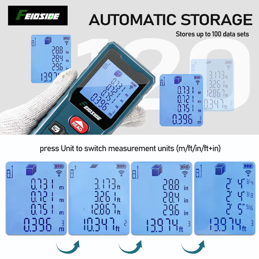 FEIDSIDE Télémètre laser 120M rechargeable Type-C