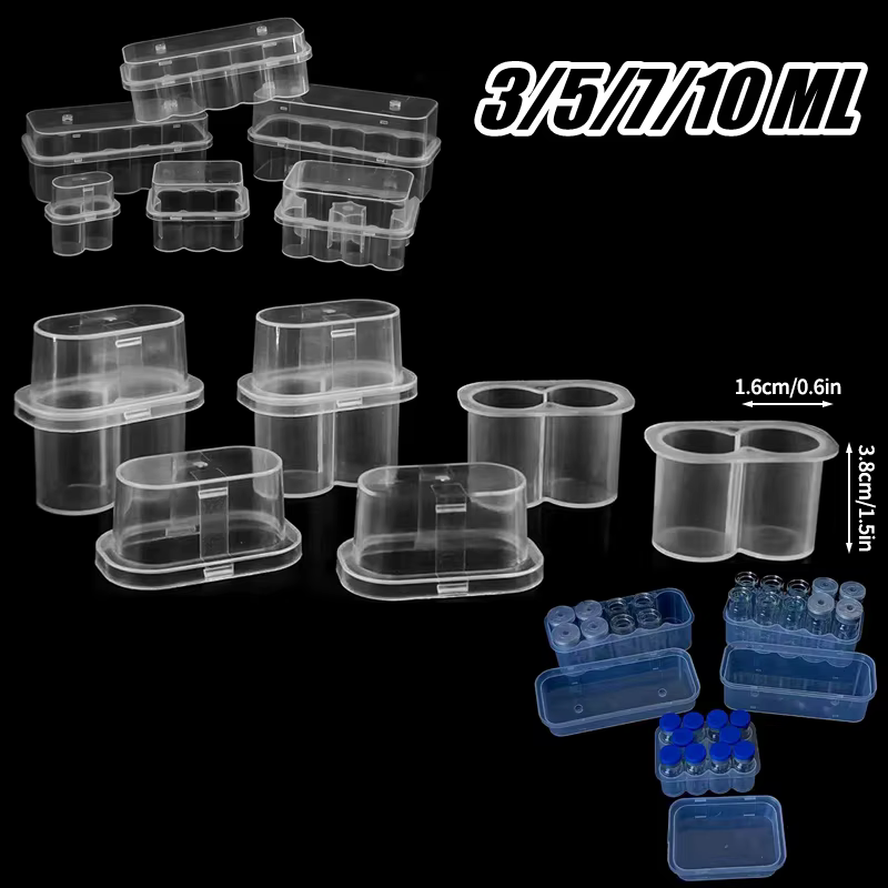 Boîte de rangement pour flacons de 3/5/7/10 ml, boîte de rangement en plastique pour microtubes à 2/10 emplacements, boîte de rangement empilable pour tubes de congélation, organisateur de bouteilles