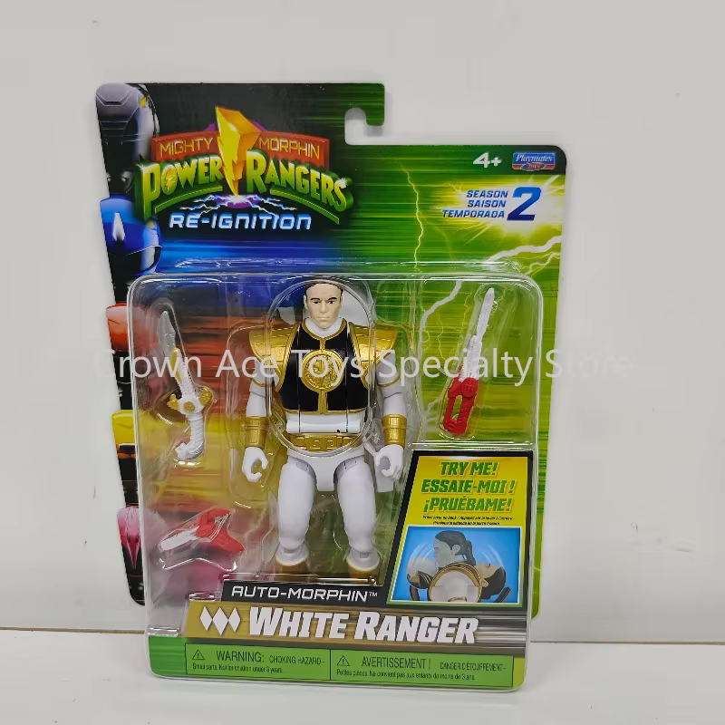 Figurine Power Rangers S2 White Ranger originale avec tous les accessoires, collection combinable, White Tigerzord, Saba Saber, masque, pièce de monnaie, ensemble de jeu