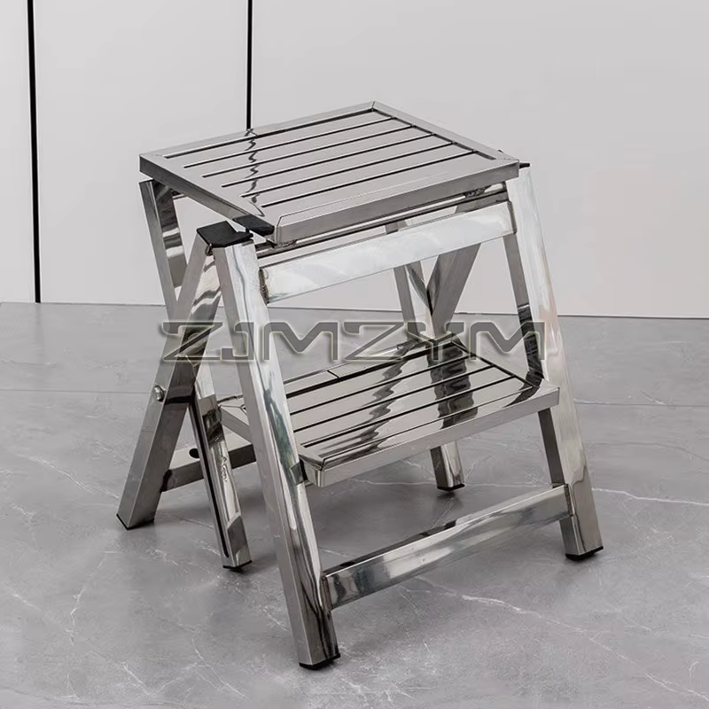 Tabouret d'échelle en acier inoxydable pliant télescopique épaissi escabeau intérieur multifonctionnel Portable 2-3