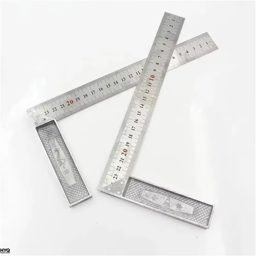 Règle d'angle droite en aluminium de 250/300 mm avec poignée en acier inoxydable et échelle de mesure