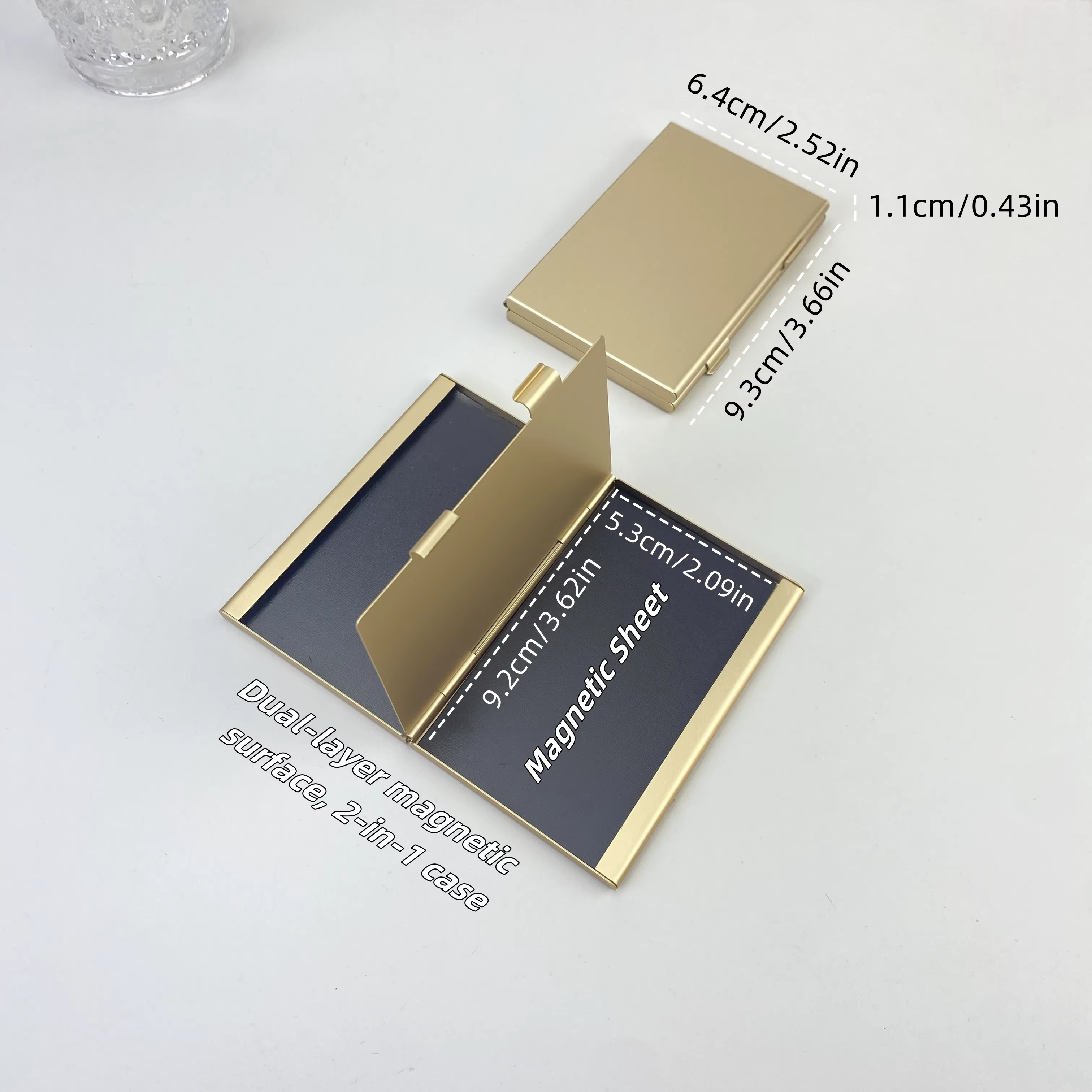 Boîte magnétique ultra-fine en aluminium à double couche DIY compacte - Étui rechargeable pour fards à paupières et blush