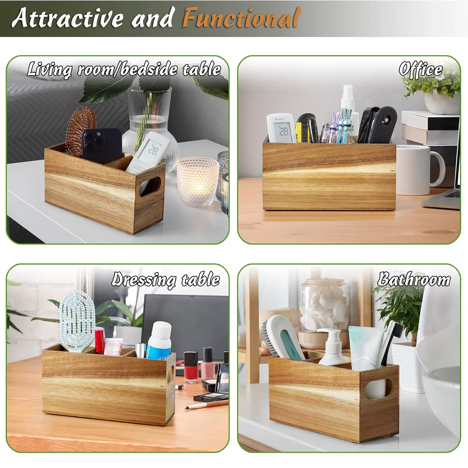 Organisateur de rangement d'ustensiles en bois