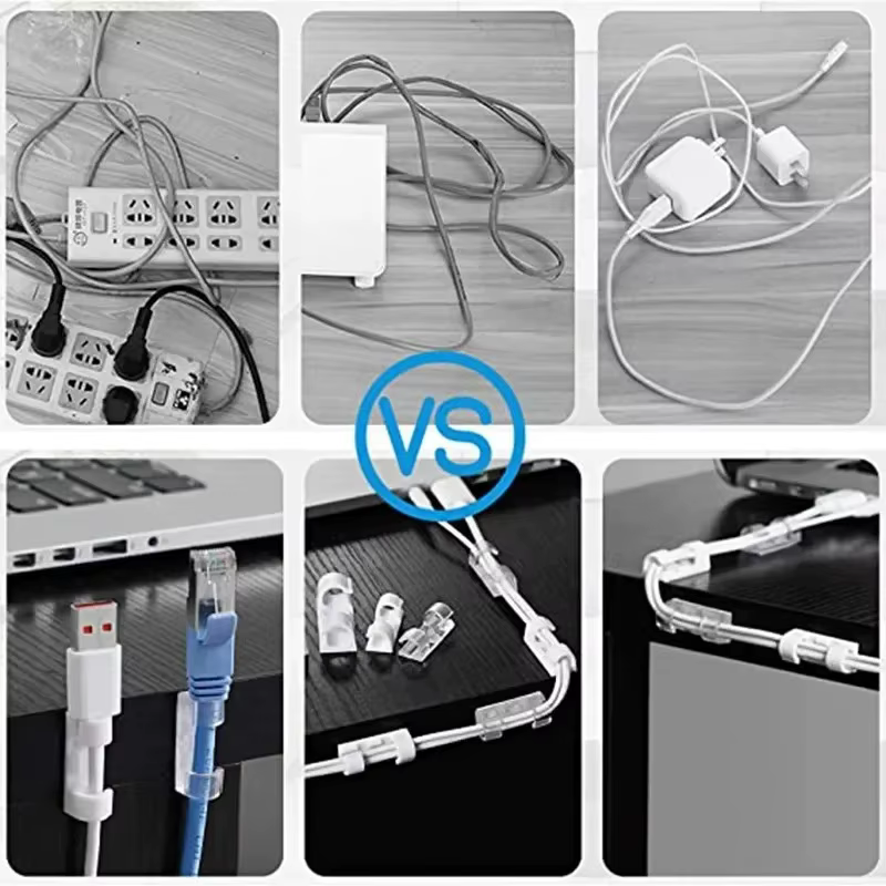 20/40 pièces serre-câbles avec forte gestion des câbles auto-adhésives TV PC support de fil collant bien rangé et organisateur cordon et fils