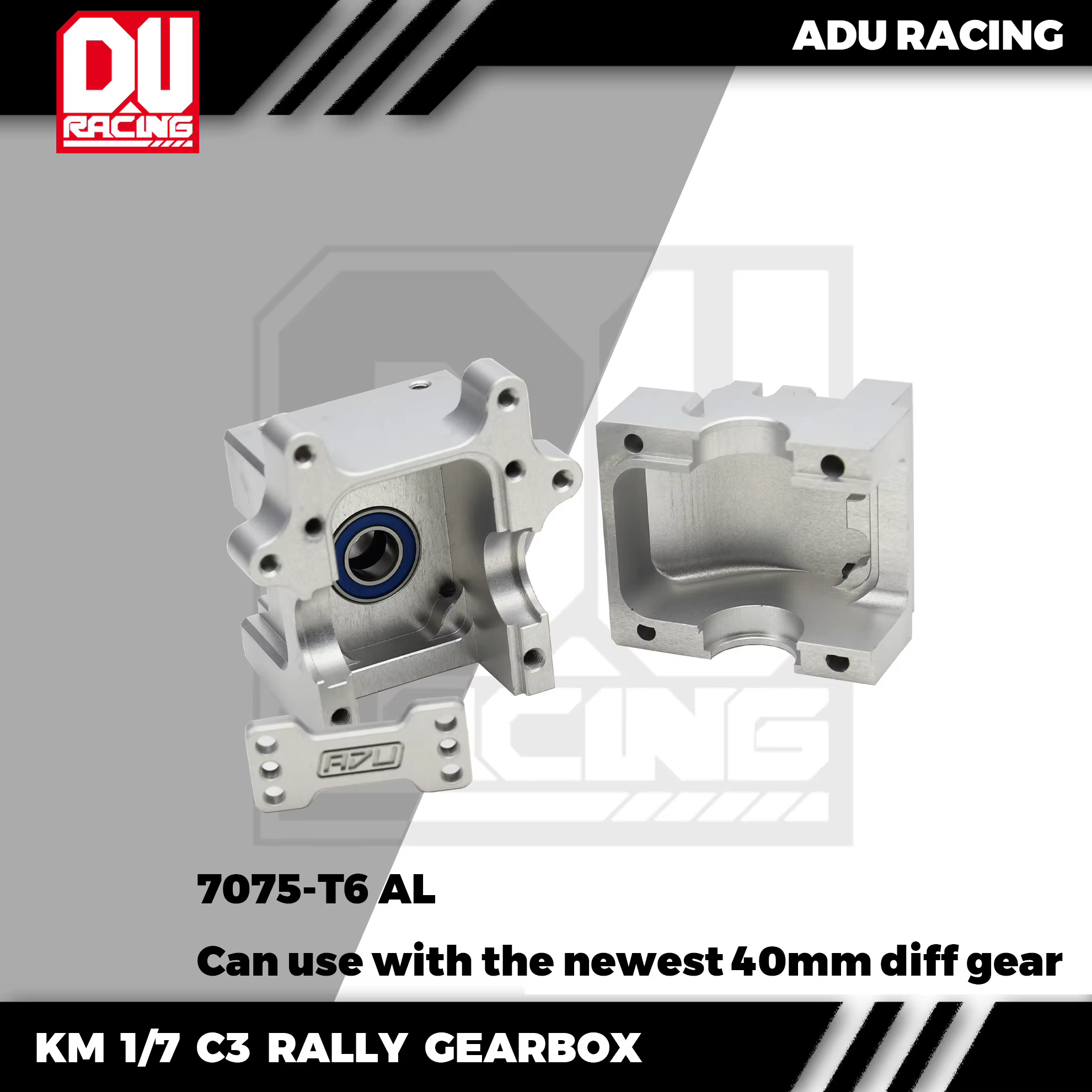 ADU Racing coffret de vitesses CNC 7075 T6 en aluminium pour KM 1/7 RALLY C3 FORD primal 1/6 échelle Porsche 934