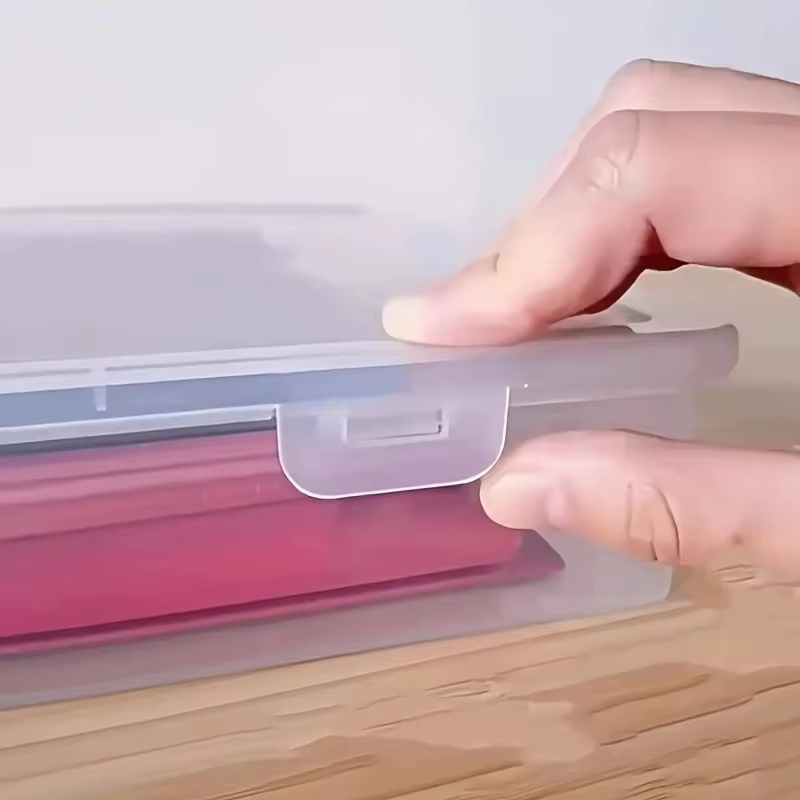 Boîte de rangement en plastique transparent format A4 avec couvercle rabattable-organisateur de bureau anti-poussière