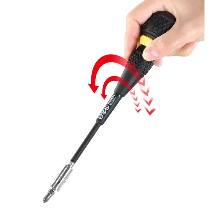 Tournevis interchangeable à cliquet avec poignée à bille