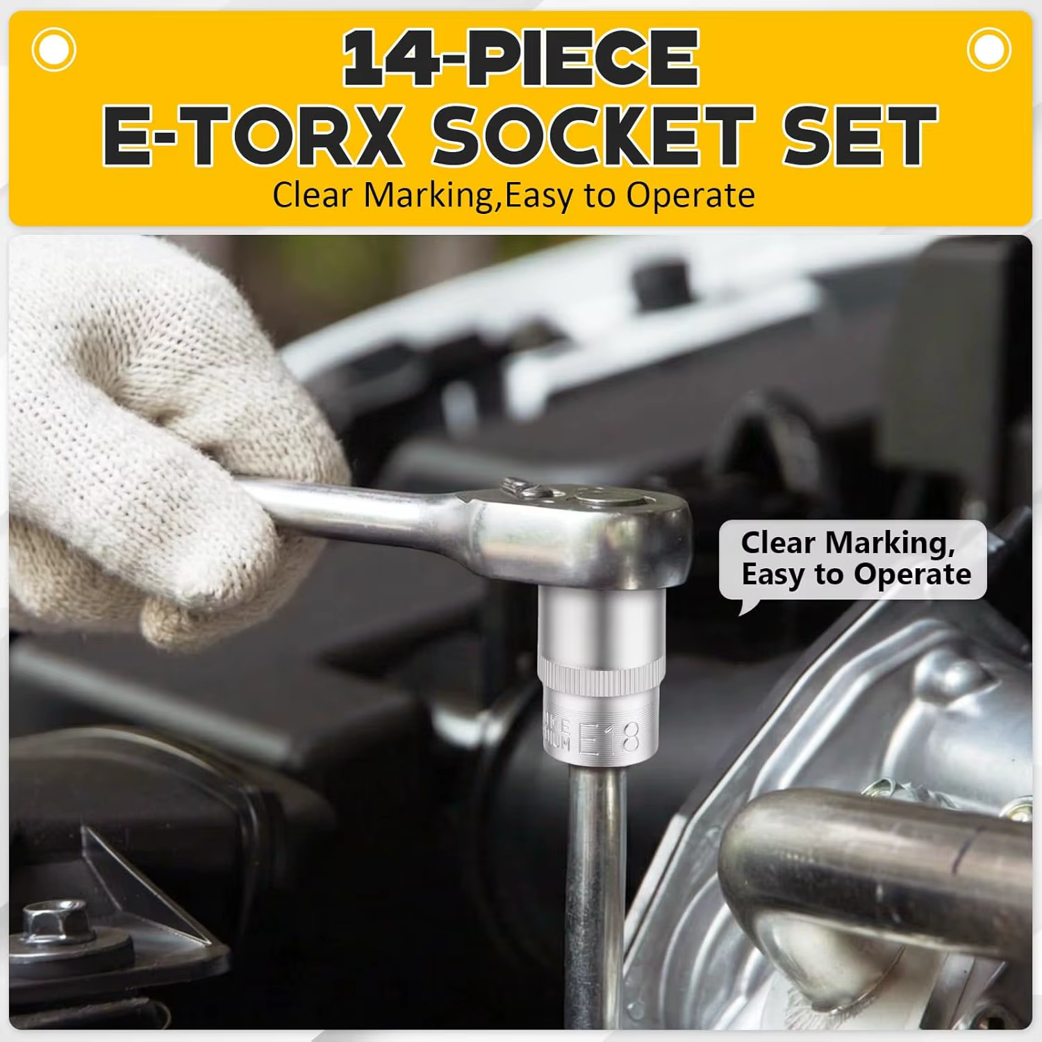 Jeu de douilles E-TORX de 14 pièces