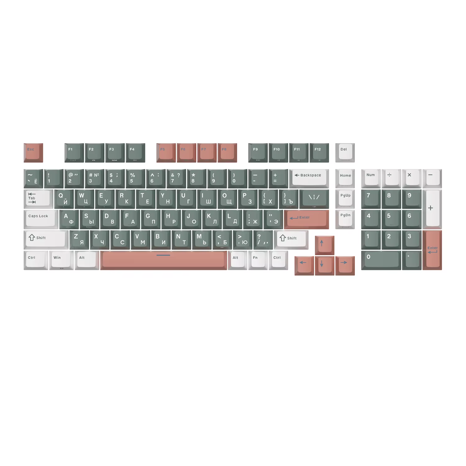 RK ROYAL KLUDGE anglais russe PBT Colorblock Keycaps 98 touches PBT matériau Sublimation adapté au clavier de jeu mécanique