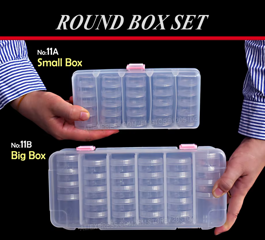 Boîte ronde d'accessoires d'art d'ongle, minuscules bouteilles transparentes avec bouchon à vis pour les cosmétiques de bricolage, étui de conteneurs d'artisanat de perles de bijoux, N64