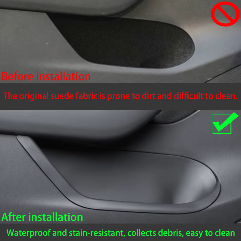 Pour Tesla modèle Y Juniper 2025 + boîte de rangement latérale de porte plateau de rangement de porte entièrement couvert TPE boîtes de rangement latérales de porte avant et arrière