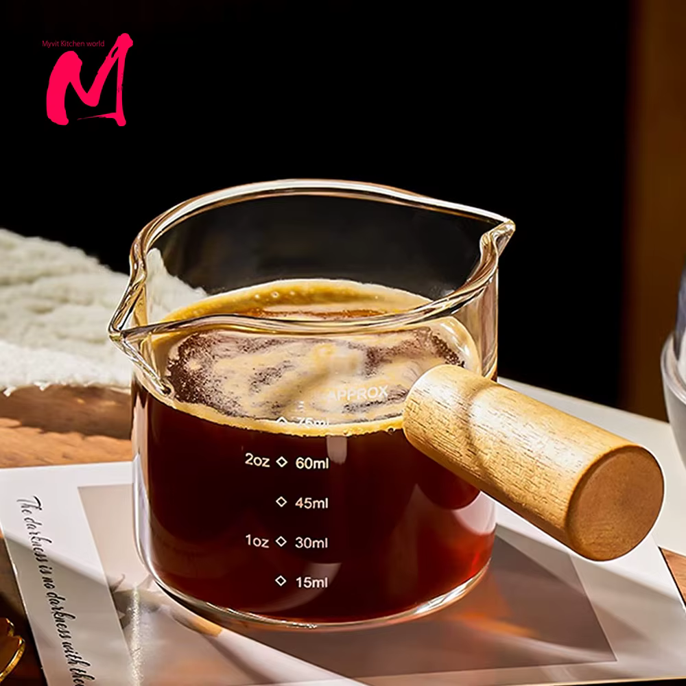 Tasse à Mesurer en Verre Thermique, Carafe à Lait avec Poignée, Échelle, Double ou Simple Bouche, 75ml