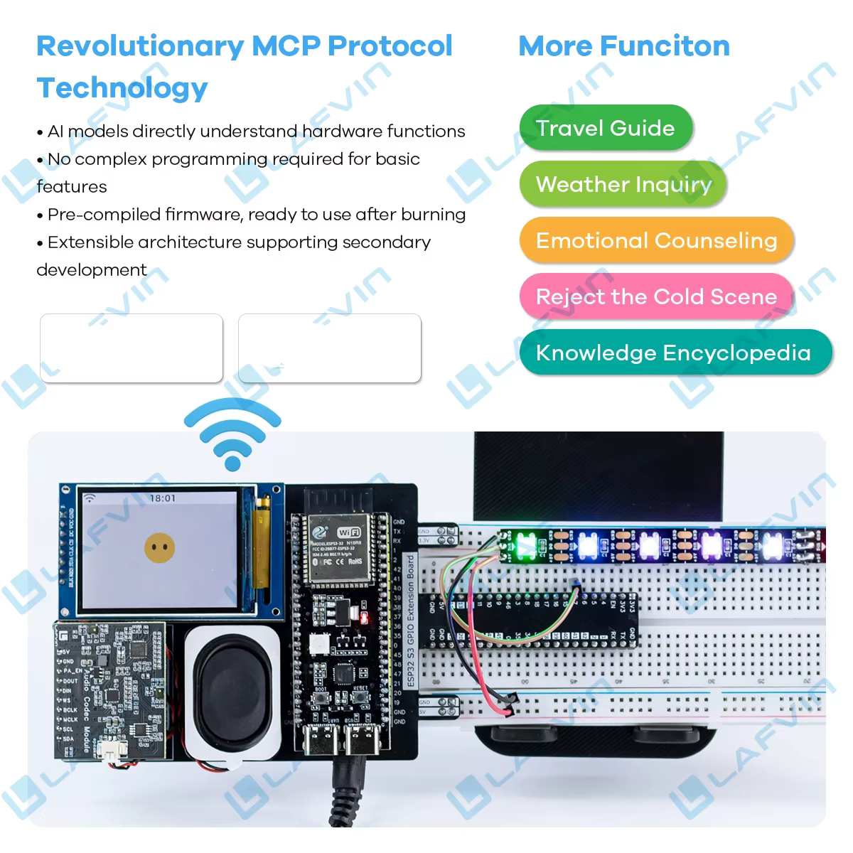 LAFVIN AI Chatbot Kit de bricolage pour la programmation Arduino Kit de démarrage AIoT Module ESP32-S3