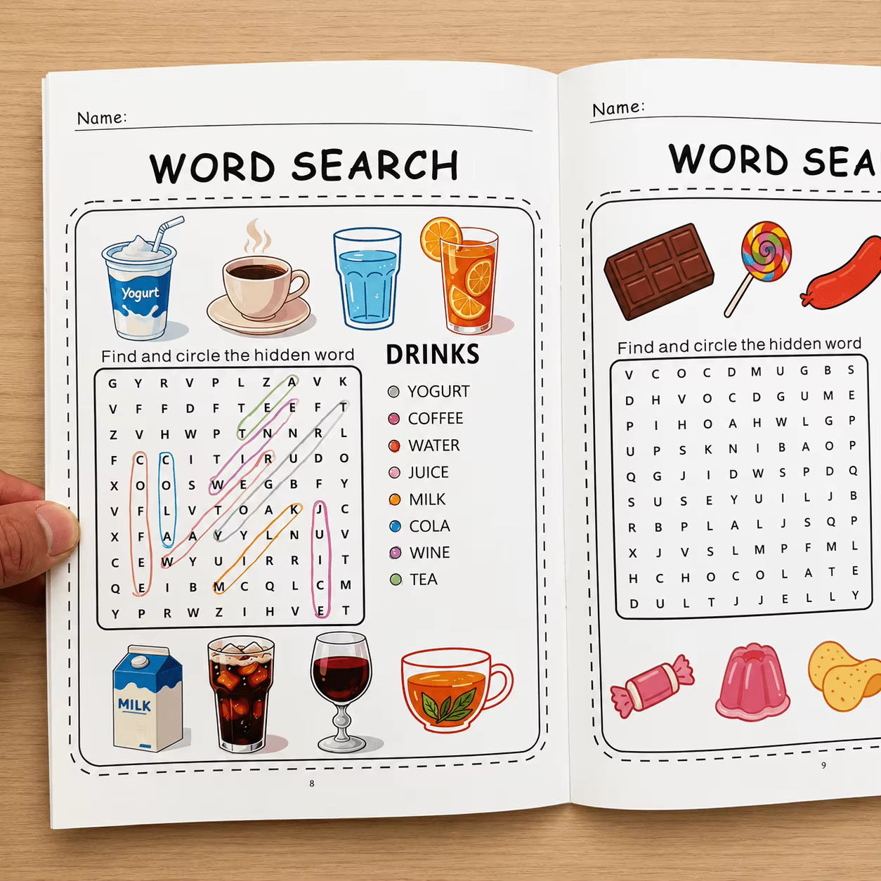 Livre de jeux de mots cachés de 32 pages pour enfants