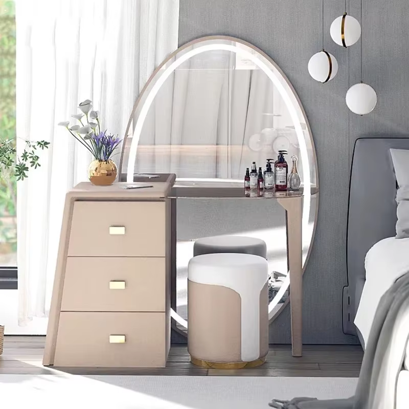 Table de toilette de luxe moderne européenne avec rangement pour bijoux, grand meuble de beauté, penteadeira, mobilier de maison
