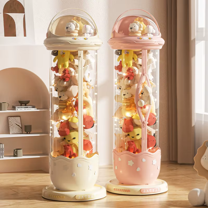 Baril de rangement de jouets pour enfants, boîte de rangement de poupée en plastique Transparent, Tube d'organisation de jouets en peluche