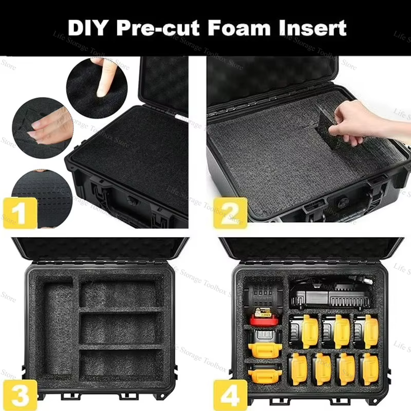 Étui de rangement pour batterie et chargeur Makita Dewalt Milwaukee Parkside - Boîte à outils électrique étanche - Sac