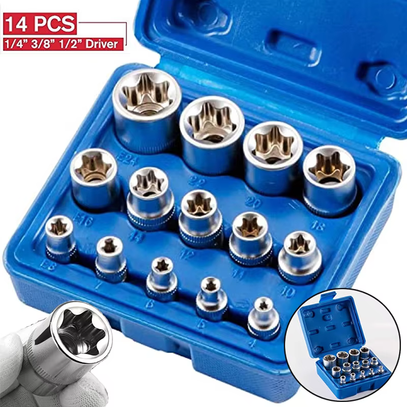 Jeu de douilles Torx E Star femelle E4-E24
