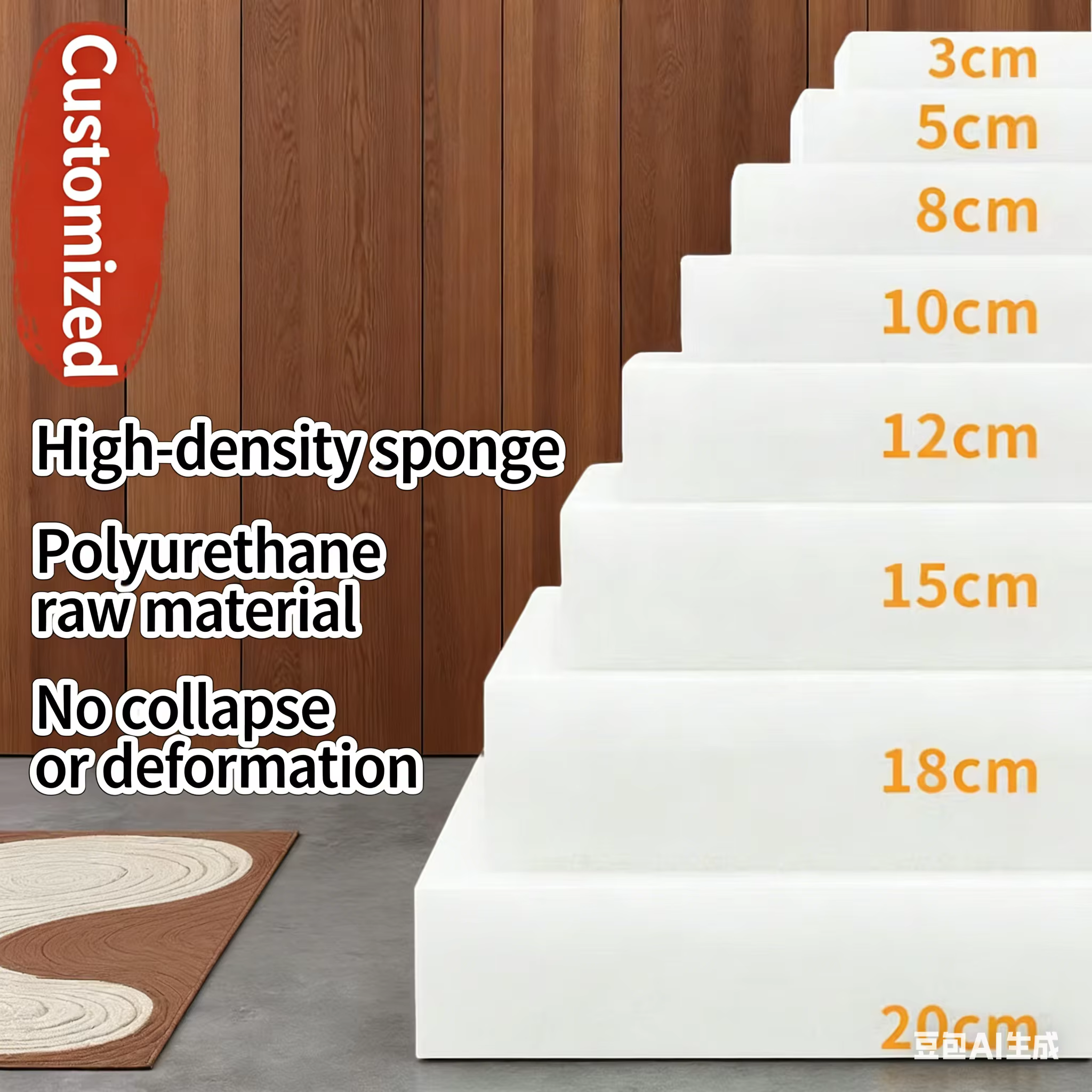 Mousse de remplissage haute densité pour coussins de banc personnalisés