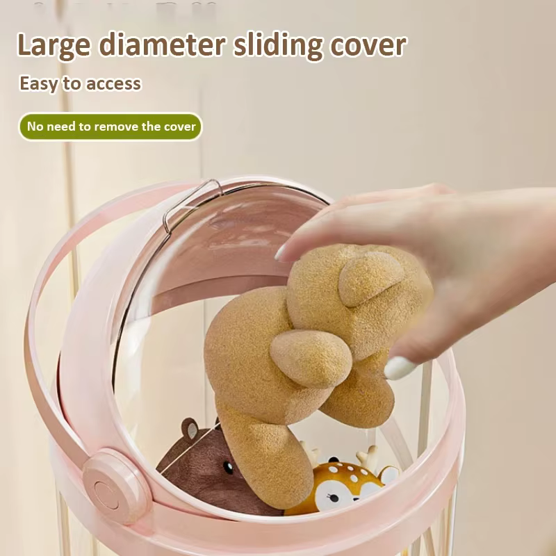 Boîte de rangement pour poupées, jouets, jouets en peluche, tube de rangement transparent en plastique, baril de rangement pour jouets en peluche, organisateur de jouets pour enfants