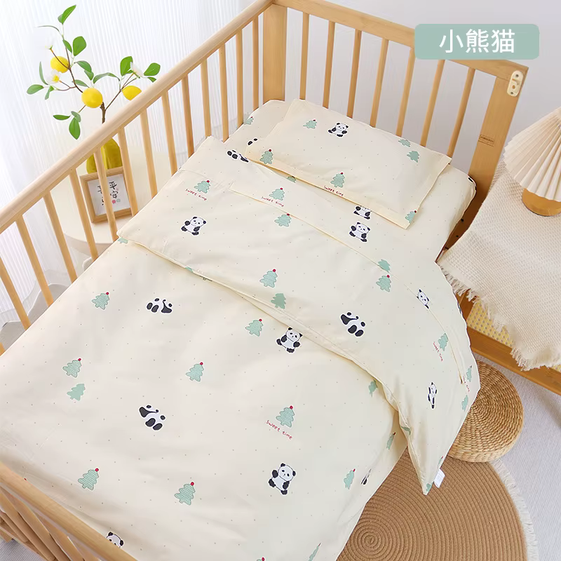 Ensemble de literie pour nouveau-né, 3 pièces, en coton doux, imprimé de dessin animé, couleur, pour chambre à coucher, lit, lin, housse de couette, draps, oreiller