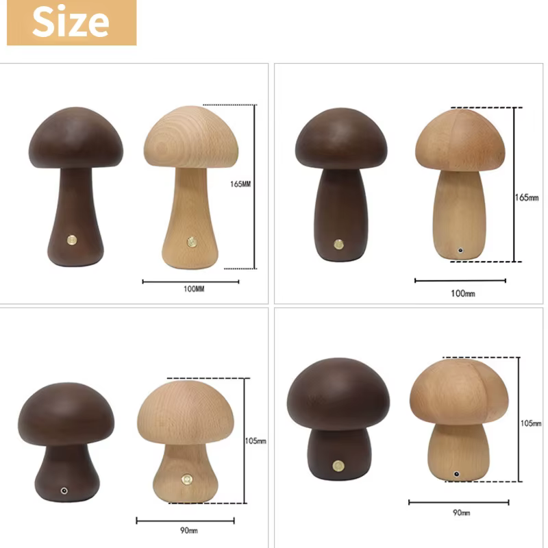 Champignons en bois veilleuse interrupteur tactile chambre lampe de Table de chevet noyer hêtre