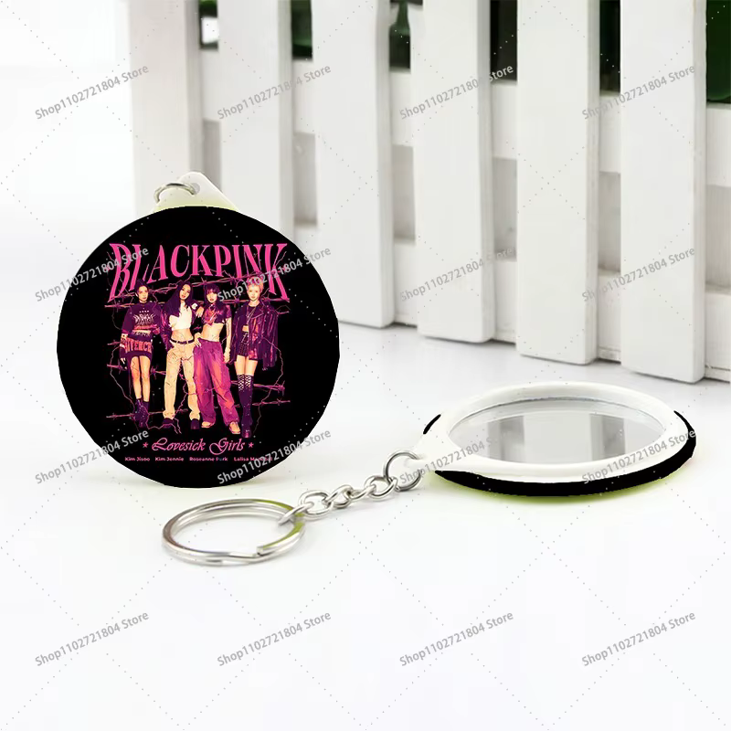 Porte-clés Kpop Blackpink tendance avec miroir pour hommes et femmes