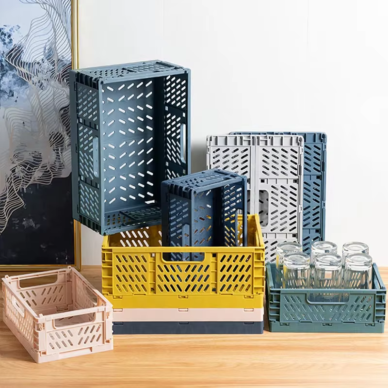 Panier de rangement pliable en plastique pour la maison