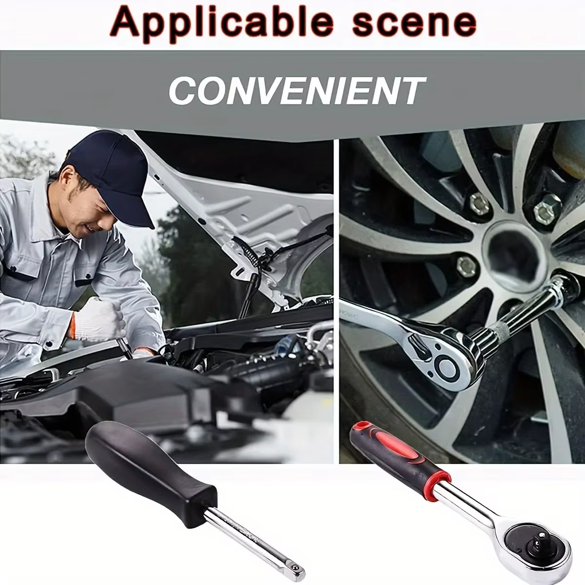 46 pièces outils familiaux 1/4 ensemble Kits d'outils mécaniques pour réparation automobile Hous avec douilles jeu