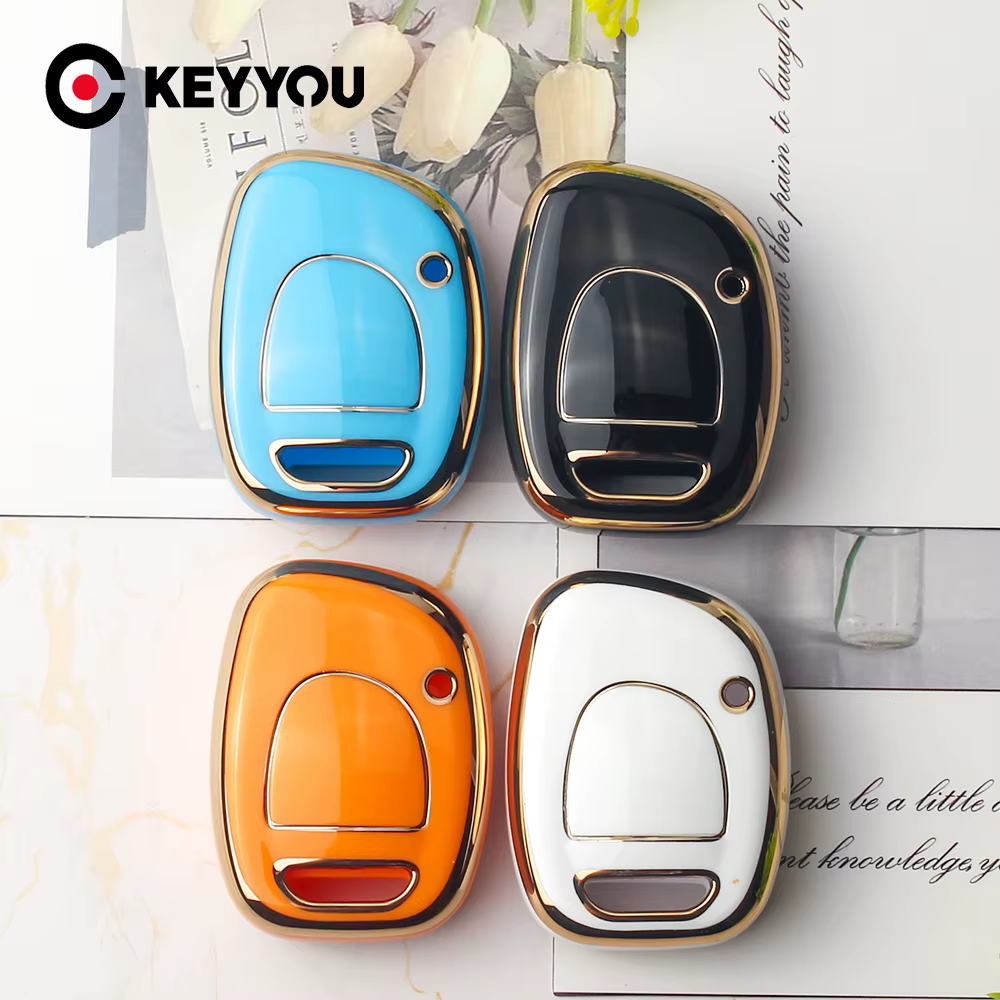 KEYYOU nouveau 1 boutons pour Renault Twingo Clio Kangoo maître symbole Protection porte-clés TPU voiture clé housse coque accessoires