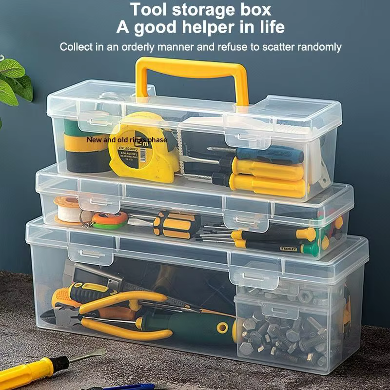 Nouvelle boîte à outils portable transparente vide