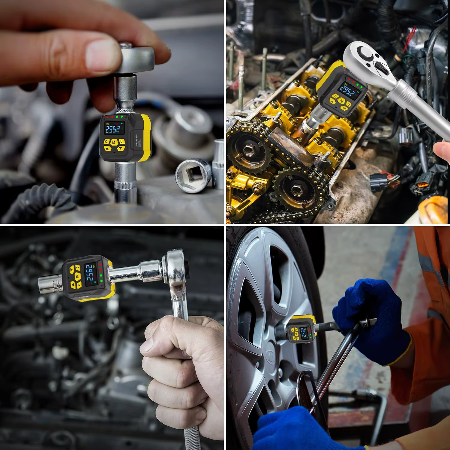 Waxtron adaptateur de couple numérique 1/2 ''1/4'' 3/8 ''entraînement 6-400Nm jeu d'adaptateur de clé dynamométrique ± 2% précision outils de réparation universels