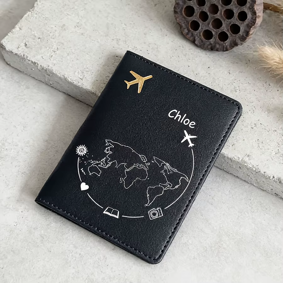 Porte-passeport de voyage personnalisé avec texte - Cuir synthétique léger