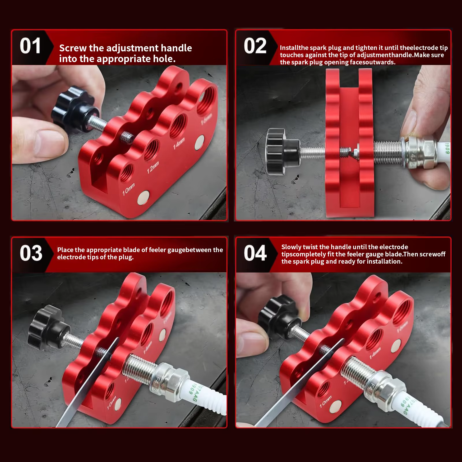 Outil ergonomique d'écart de bougie d'allumage avec jauge d'épaisseur en acier pour bougies