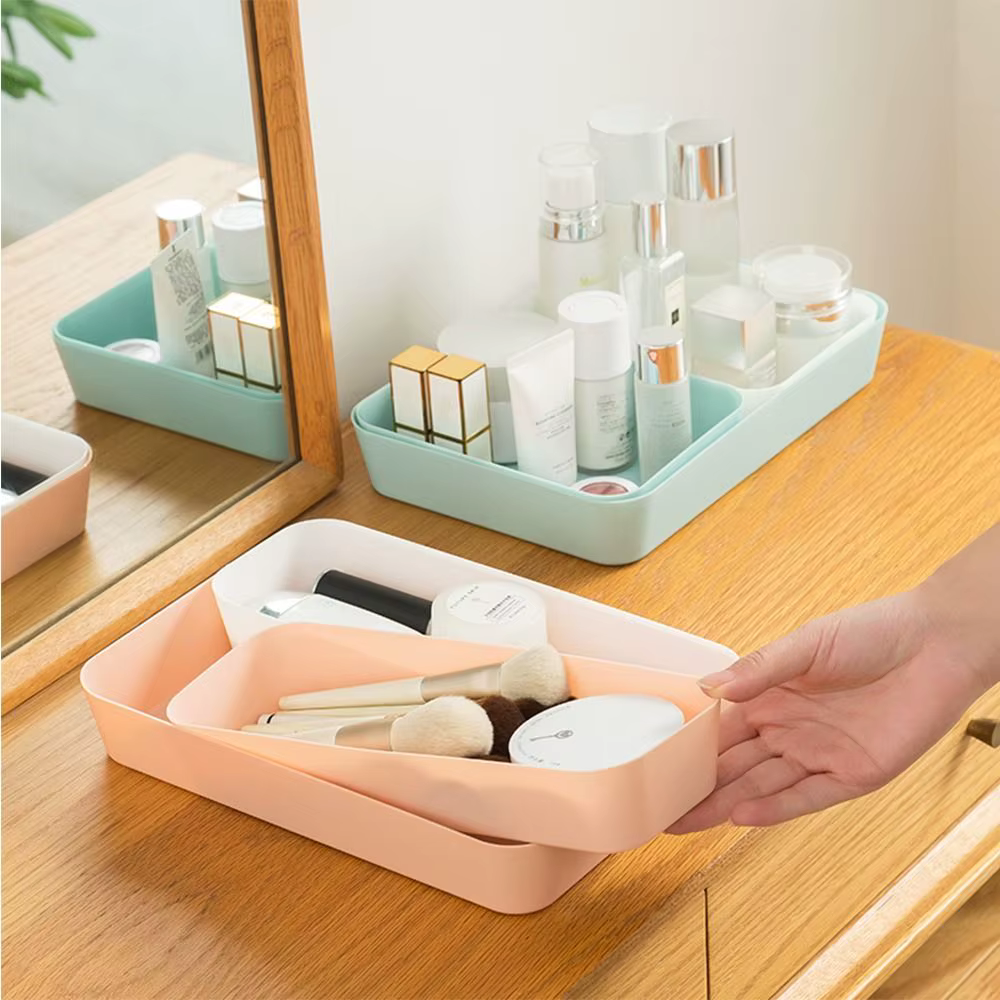 Boîte de rangement de bureau en plastique empilable grande capacité