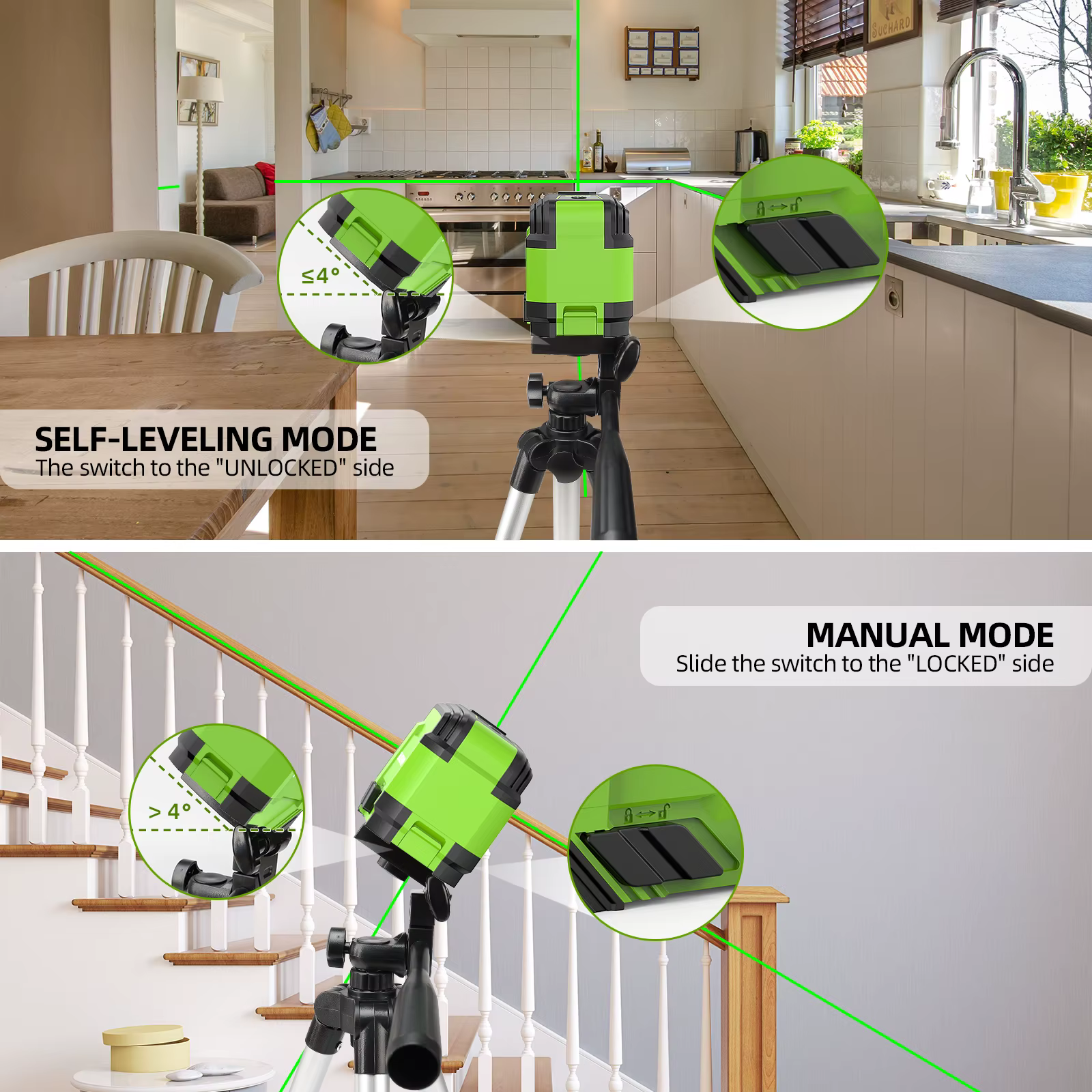Huepar-GK011DGTP Niveau laser croisé avec trépied