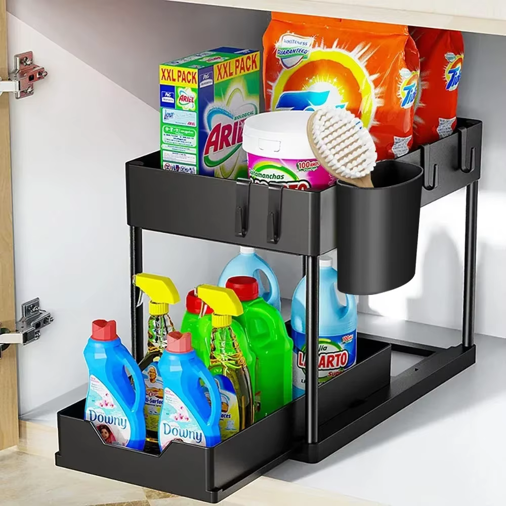 Support de rangement multifonctionnel à 2 niveaux sous l'évier