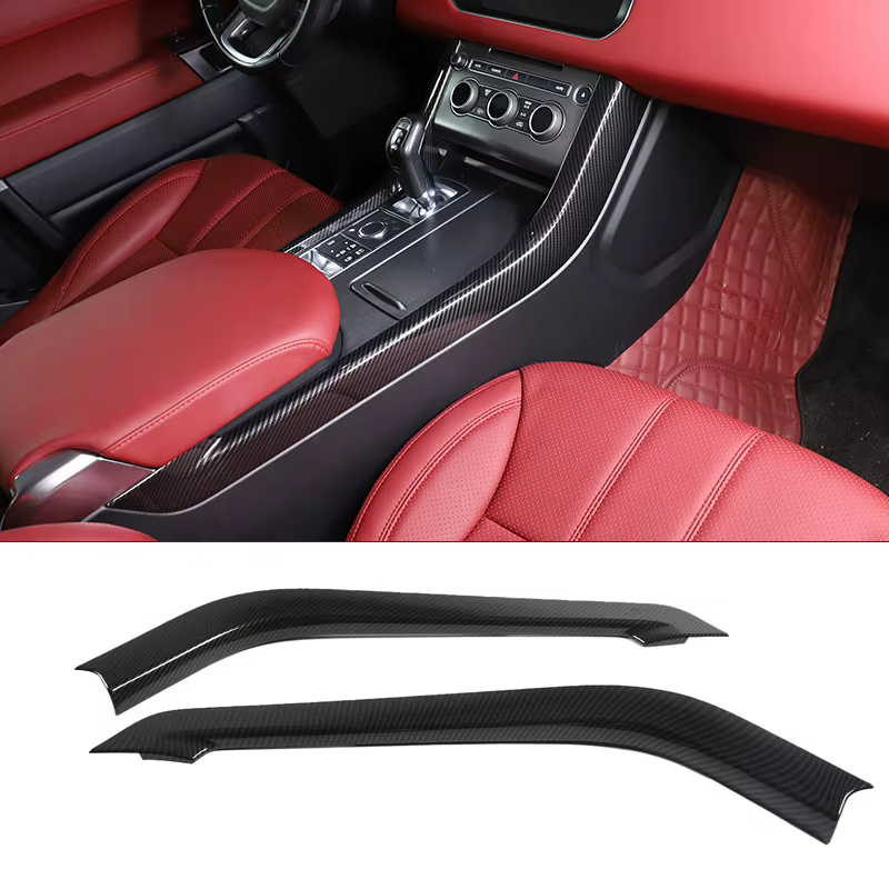 Autocollant de bande de garniture latérale de console centrale noire, fibre de carbone ABS, accessoires de voiture pour Land Rover Range Rover dehors 2014-2022, 256