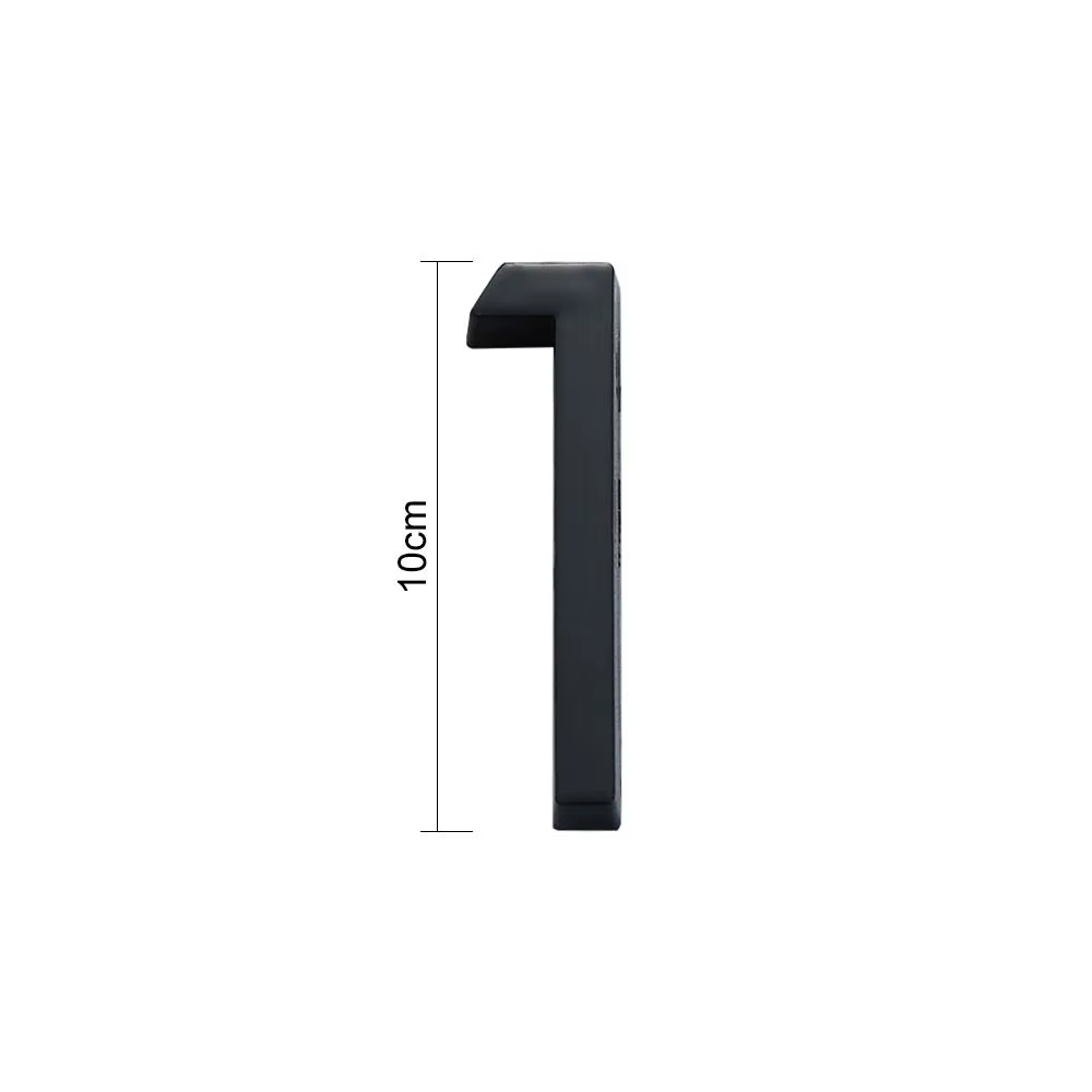 Plaque de numéro de porte autocollante 3D noire de 4 pouces/10 cm pour boîte aux lettres, hôtel, adresse, de 0 à 9