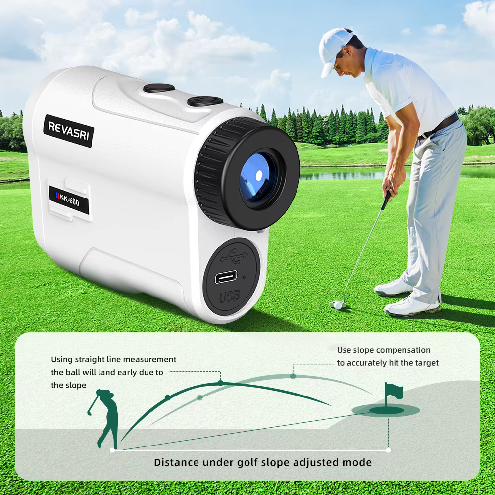 Télémètre laser de golf REVASRI rechargeable 600M/1000M avec grossissement 6X, télescope monoculaire pour sports de plein air