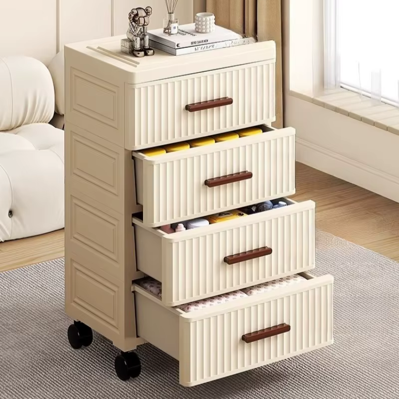 Armoire de rangement haute en plastique à tiroirs