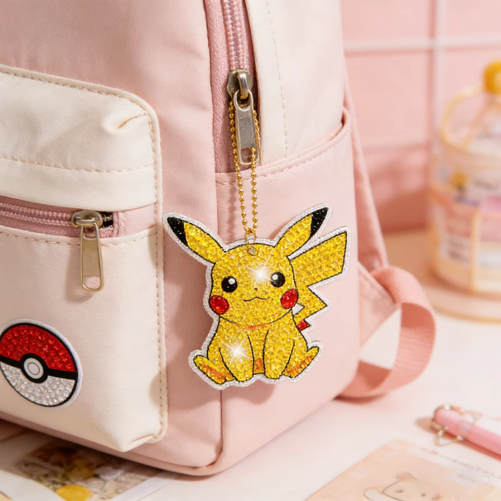 Porte-clés en diamant Pikachu Digimon de dessin animé