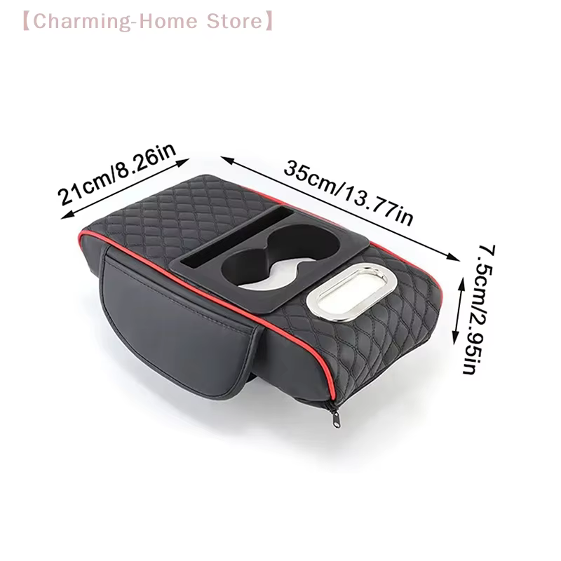 Boîte de rangement pour accoudoir de voiture, Organisateur de console centrale de voiture, Coussin rehausseur d'accoudoir avec porte-gobelet, Boîte de rangement pour accoudoir