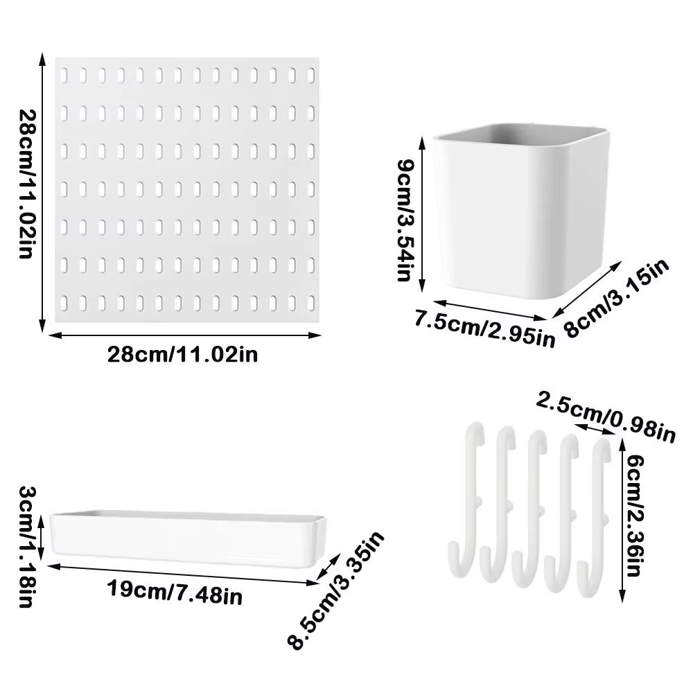 Panneau de rangement mural avec crochets, panneau perforé gain de place, support de rangement et d'affichage DIY pour cuisine, chambre, salle de bain, bureau